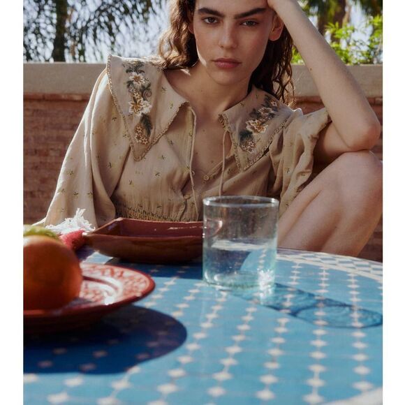 ZARA EMBROIDERED PETER PAN COLLAR MINI DRESS - Picture 3 of 5